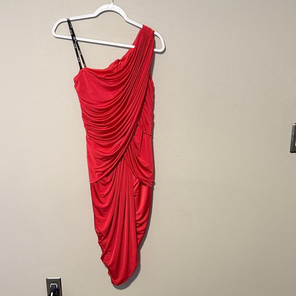 Tadashi Shoji Vibrant Red One-Shoulder Dress